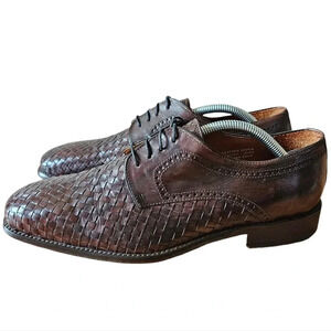Calzoleria Toscana Men's Hand Craft Leather  Woven Shoes Brown Size 8.